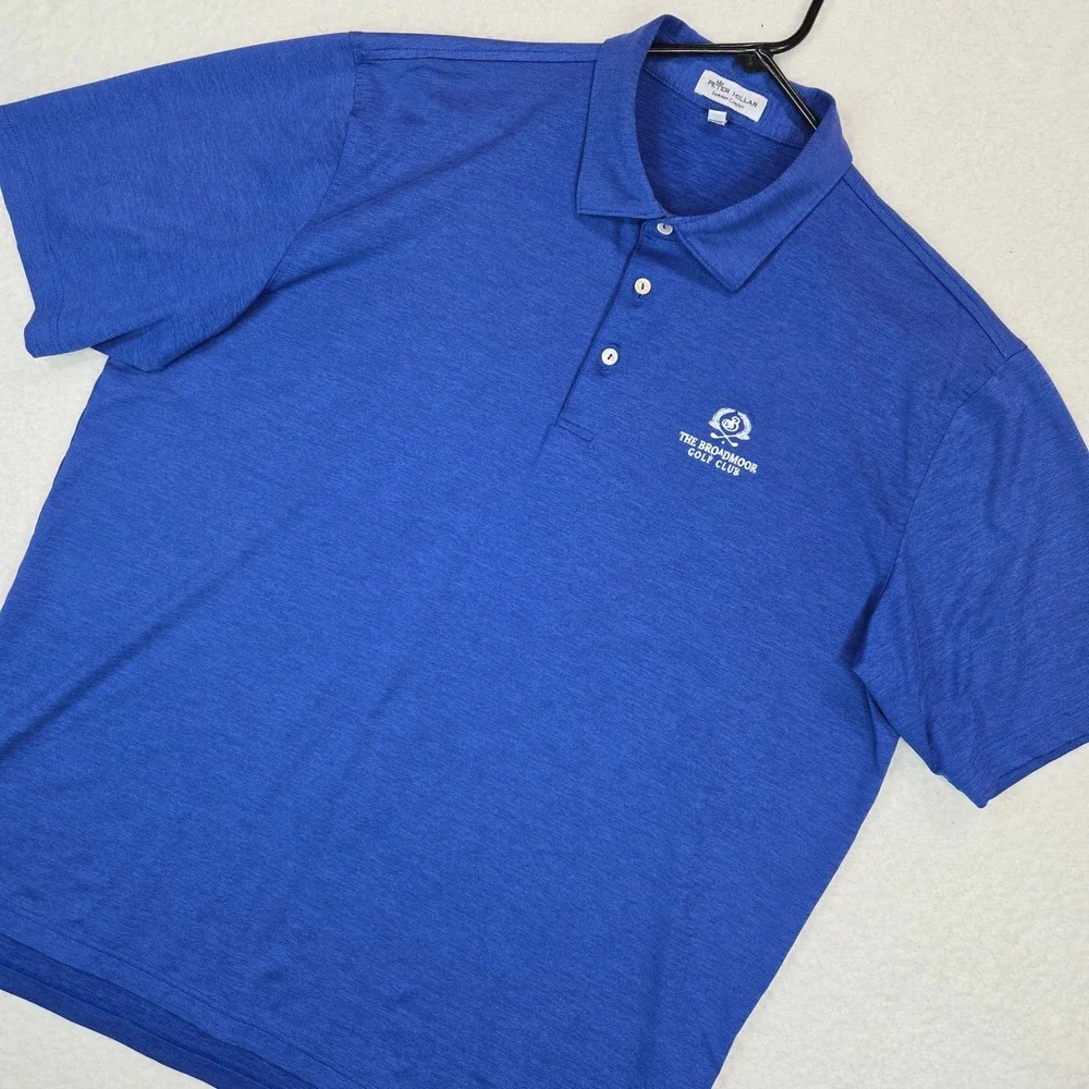 Peter Millar Summer Comfort XL Polo Blue The Broadmoor Golf Club Luxury Mesh - Picture 2 of 13